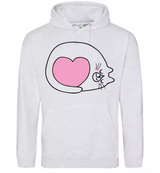 Женская толстовка (худи) Lovely kitten Серый меланж фото