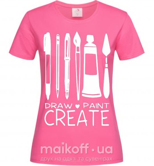 Жіноча футболка Draw and paint create Яскраво-рожевий фото