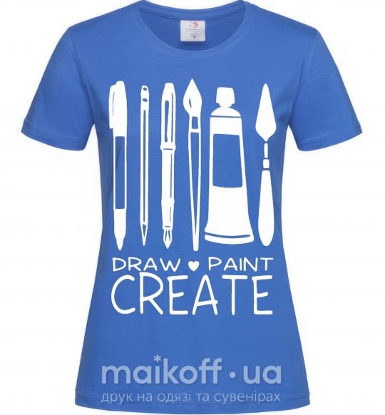 Женская футболка Draw and paint create Ярко-синий фото
