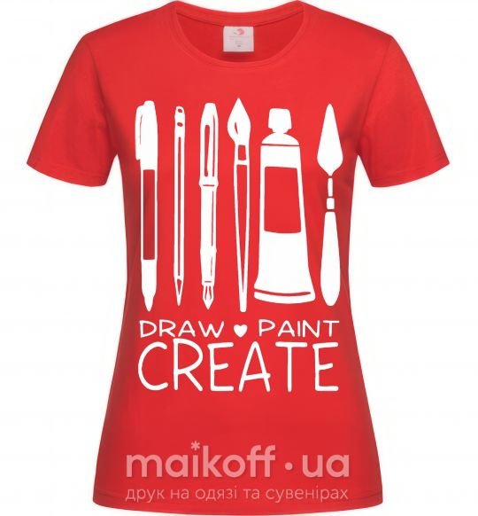 Женская футболка Draw and paint create Красный фото