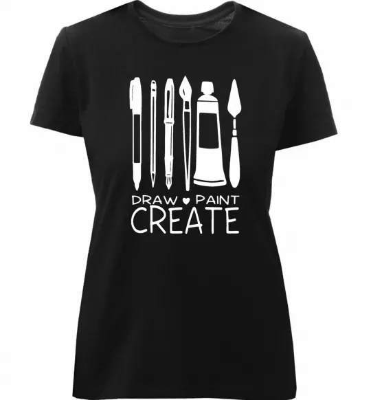 Жіноча преміум футболка Draw and paint create Чорний фото