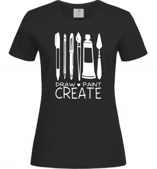 Жіноча футболка Draw and paint create Чорний фото