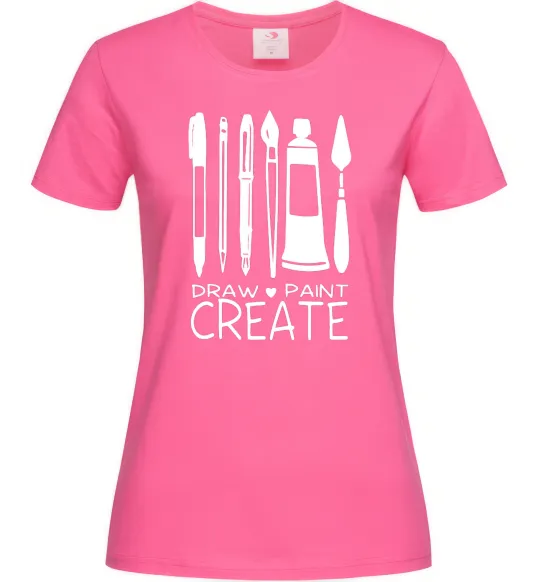 Жіноча футболка Draw and paint create Яскраво-рожевий фото