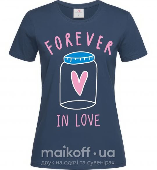 Женская футболка Forever in love bottle Темно-синий фото
