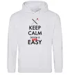 Мужская толстовка (худи) Keep calm design is not easy Серый меланж фото