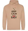 Мужская толстовка (худи) Keep calm design is not easy Песочный фото