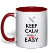 Чашка с цветной ручкой Keep calm design is not easy Красный фото