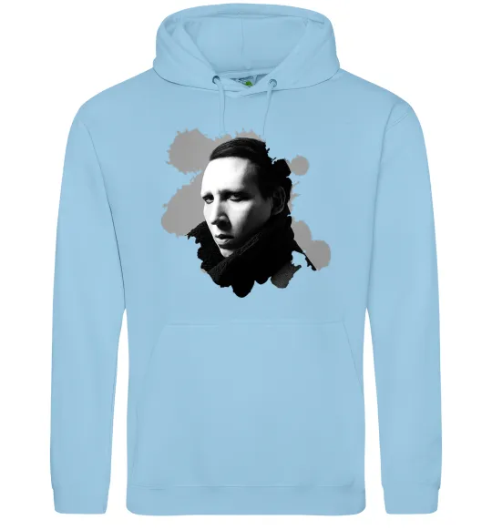 Жіноча толстовка (худі) Мерілін Менсон чб Блакитний фото