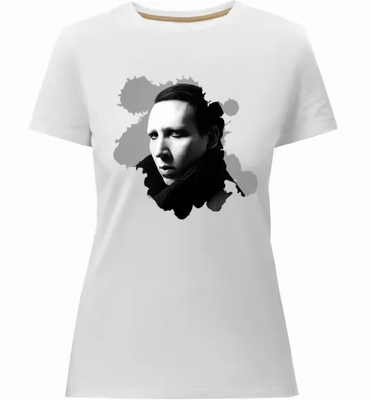 Жіноча преміум футболка Мерілін Менсон чб Білий фото