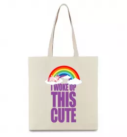 Эко-сумка I woke up this cute rainbow Бежевый фото