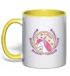 Чашка с цветной ручкой Be a unicorn Лимонный фото