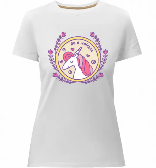 Женская премиум футболка Be a unicorn Белый фото