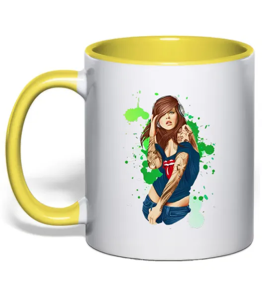 Чашка с цветной ручкой Swag baby Лимонный фото