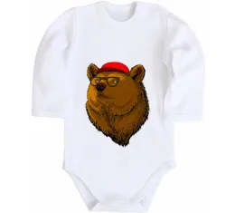 Дитячий бодік Bear in fullcap Білий фото