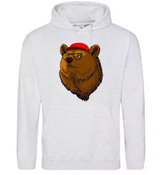Мужская толстовка (худи) Swag bear Серый меланж фото