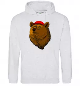 Мужская толстовка (худи) Swag bear Серый меланж фото