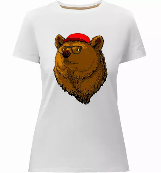 Женская премиум футболка Swag bear Белый фото