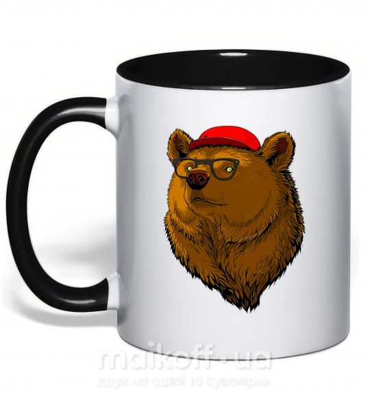 Чашка с цветной ручкой Swag bear Черный фото