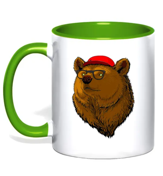 Чашка з кольоровою ручкою Swag bear Лаймовий фото