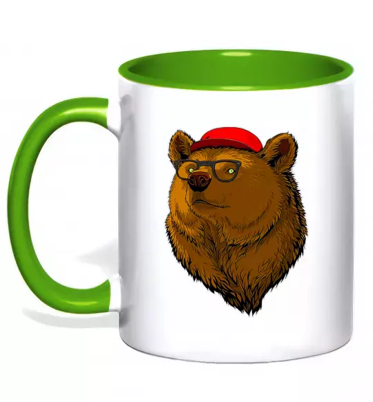 Чашка з кольоровою ручкою Swag bear Зелений фото