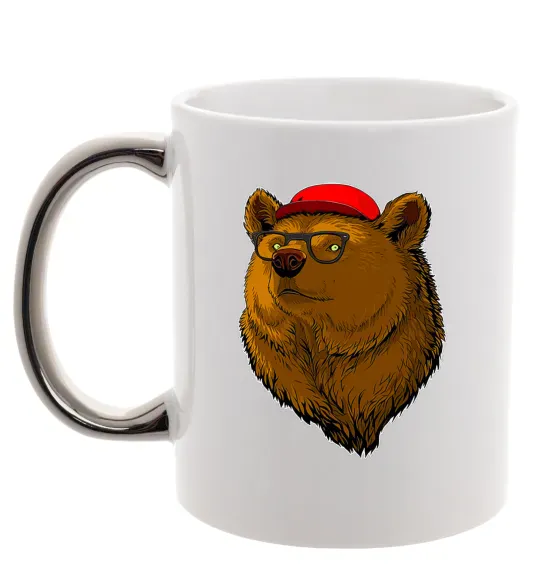 Чашка з кольоровою ручкою Swag bear Срібло фото