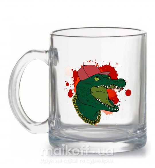Чашка скляна Crocodile swag Прозорий фото