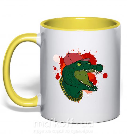 Чашка з кольоровою ручкою Crocodile swag Сонячно жовтий фото