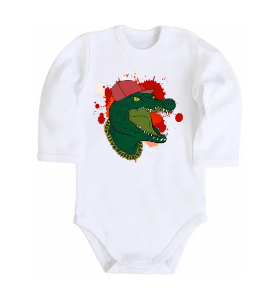 Детский боди Crocodile swag Белый фото