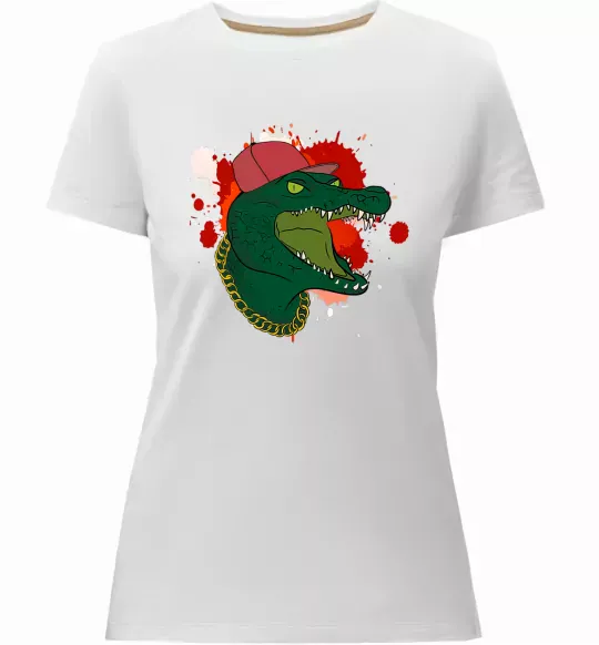 Жіноча преміум футболка Crocodile swag Білий фото
