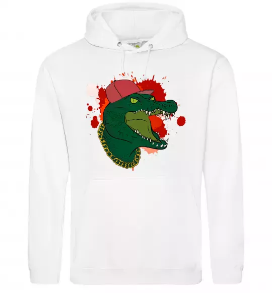 Мужская толстовка (худи) Crocodile swag Белый фото