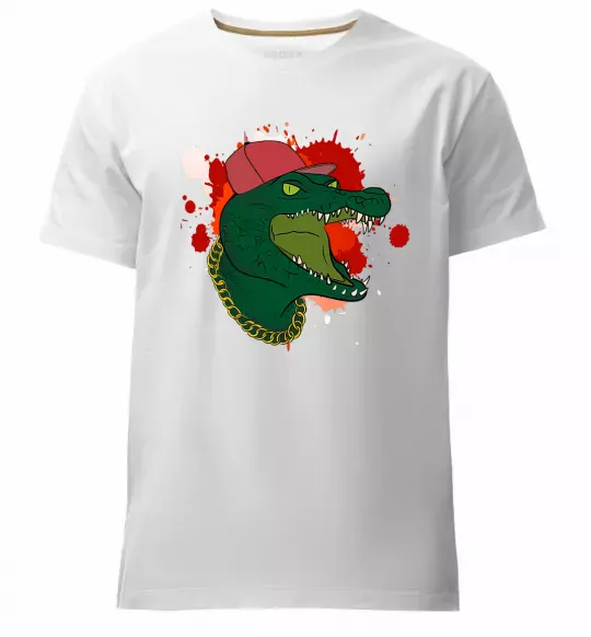 Мужская премиум футболка Crocodile swag Белый фото