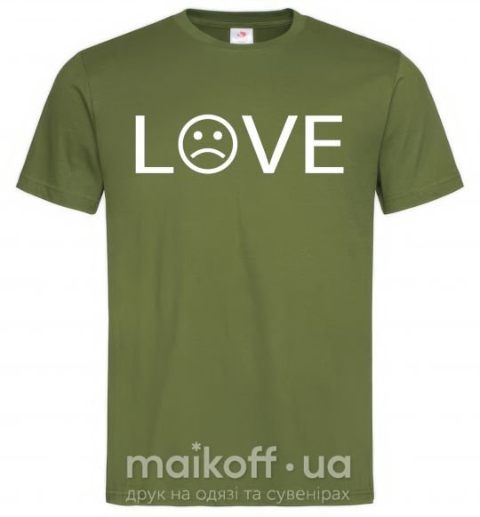 Мужская футболка Love sad Оливковый фото