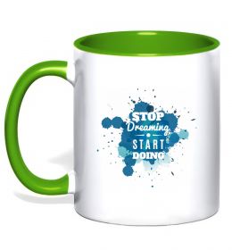Чашка з кольоровою ручкою Stop dreaming start doing