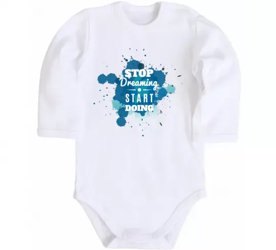 Детский боди Stop dreaming start doing Белый фото