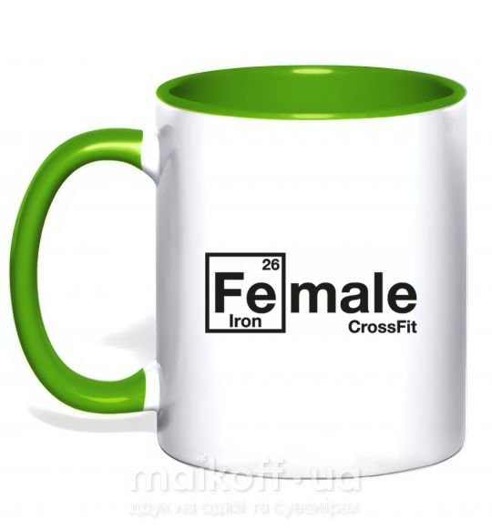 Чашка с цветной ручкой Iron crossfit Зеленый фото