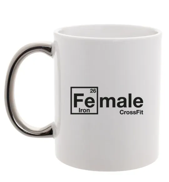 Чашка з кольоровою ручкою Iron crossfit Срібло фото