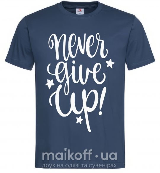 Мужская футболка Never give up lettering Темно-синий фото