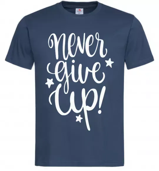 Чоловіча футболка Never give up lettering Темно-синій фото