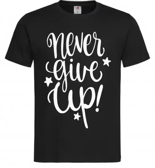 Чоловіча футболка Never give up lettering Чорний фото