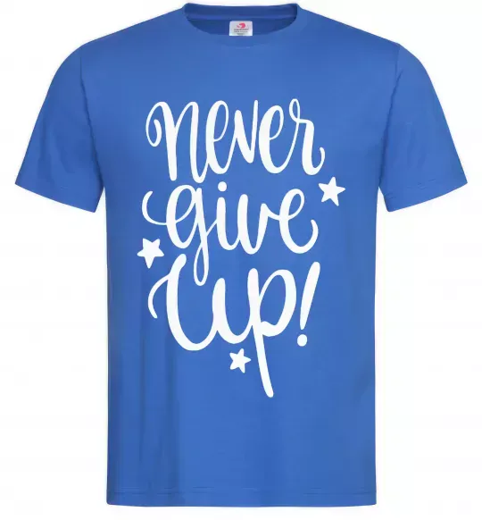 Чоловіча футболка Never give up lettering Яскраво-синій фото