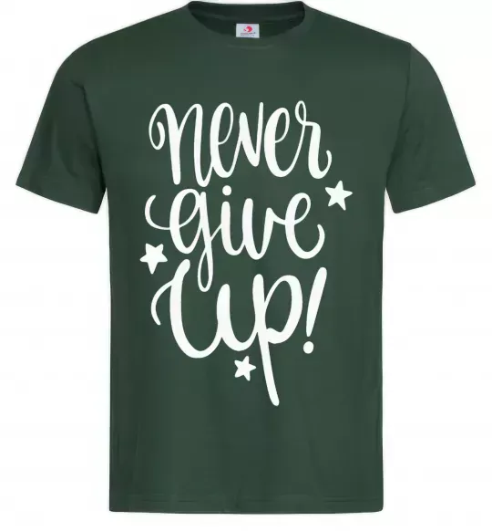 Чоловіча футболка Never give up lettering Темно-зелений фото