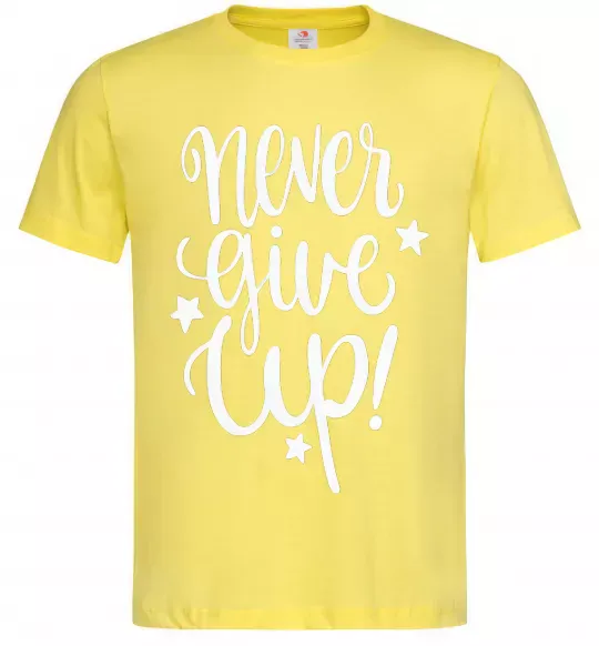 Чоловіча футболка Never give up lettering Лимонний фото