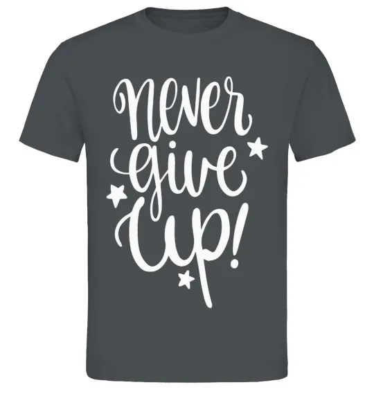 Чоловіча футболка Never give up lettering Графіт фото
