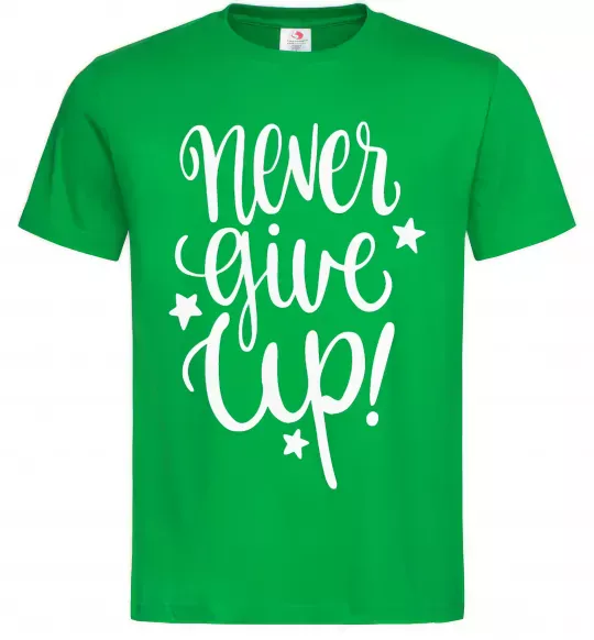 Чоловіча футболка Never give up lettering Зелений фото