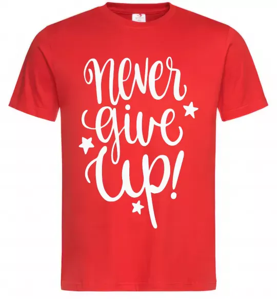 Чоловіча футболка Never give up lettering Червоний фото