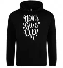 Чоловіча толстовка (худі) Never give up lettering Чорний фото