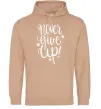 Чоловіча толстовка (худі) Never give up lettering Пісочний фото