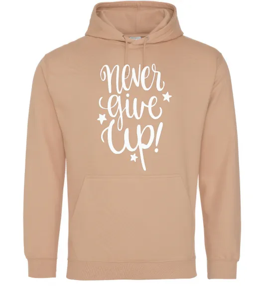 Жіноча толстовка (худі) Never give up lettering Пісочний фото