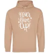 Жіноча толстовка (худі) Never give up lettering Пісочний фото