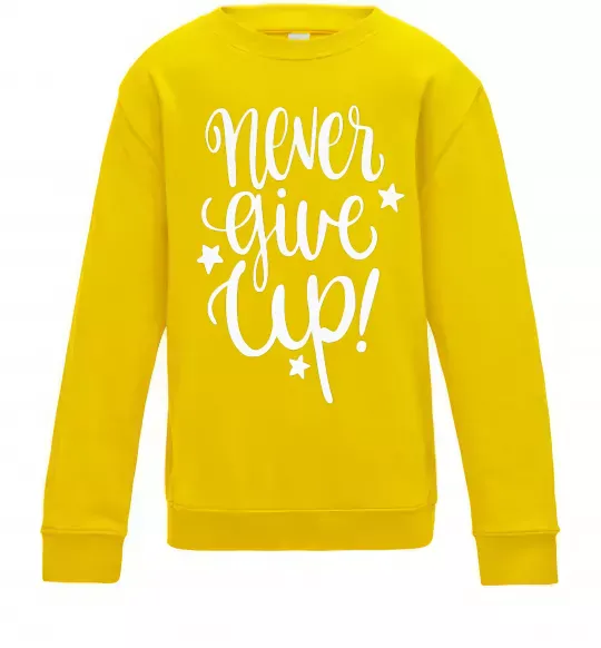 Детский Свитшот Never give up lettering Солнечно желтый фото